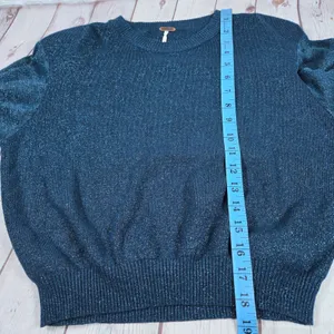 Free People Teal Blue‎ Let It Shine Sweatshirt OB719485 Small thumbnail 10