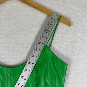 Amanda Uprichard Emilee Faux Leather Mini Dress Green‎ Sleeveless Sweetheart S thumbnail 5