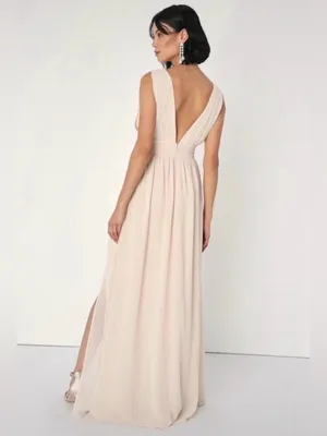 Lulus Heavenly Hues Blush Pink Plunging Maxi Dress - Size Small thumbnail 3