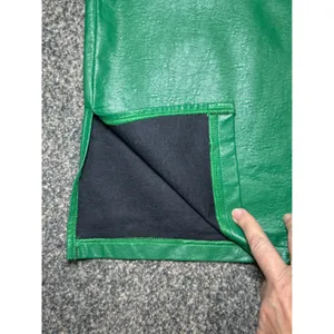 Princess Polly Green Faux Leather Wide Leg Pants 8 Slit Hem‎ Trousers thumbnail 5