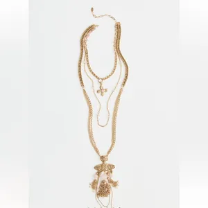 NWT Free People Catriona Layer Necklace in Rose Quartz thumbnail 2