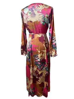 Lulu's Put on a Smile Floral Wrap Maxi Dress feminine wedding guest thumbnail 5
