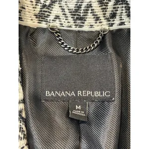 Banana Republic Textured Knit Double Breasted Coat Size M Black White Cotton thumbnail 2