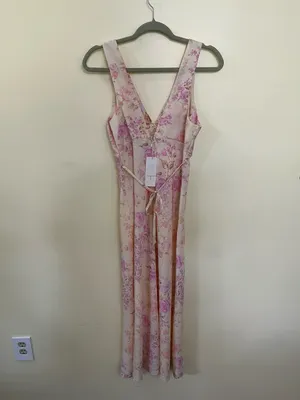 NEW Altar’d State Light Yellow & Pink Floral Maxi Dress Size Medium NWT thumbnail 6