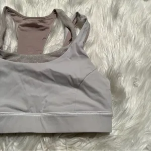 Lululemon Women's Size 8 Glide and Stride Bra Light Gray Mauve Mesh Polka Dots thumbnail 3