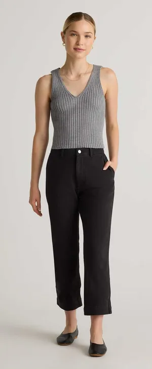 QUINCE Organic‎ Stretch Cotton Twill Straight Leg Cropped Pants thumbnail 1