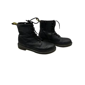 Dr. Martens Junior Softy Leather Boots Women 7 Black Side Zip Lace Up Combat thumbnail 3