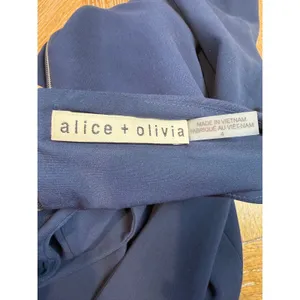 Alice +‎ Olivia Virgil Boatneck Mini Dress Tie Waist Short Sleeve Blue Size 4 thumbnail 6