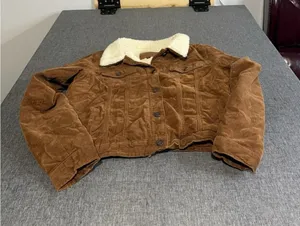 BBJ Los Angeles Women's Brown Cotton Sherpa Lined Trucker Jacket Pockets Sz XL thumbnail 1