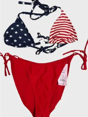wild fable Red, Navy & White Star-Stripe Triangle Bikini thumbnail 1