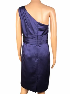 DAVID’S BRIDAL One-Shoulder Bow Satin Sheath Dress in Deep Purple Size 20 thumbnail 6