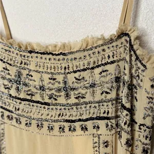 Zara NWT tan embellished beaded mesh midi maxi dress thumbnail 9
