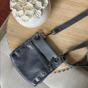 Hammitt Tony Smallolivine Snakeskin Leather Crossbody Blue Haze thumbnail 11