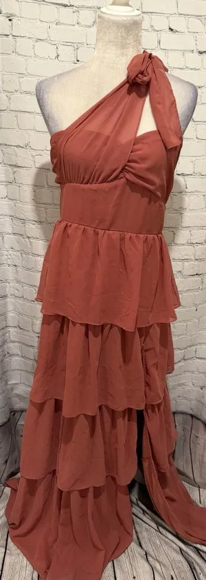 Lulus Elevated Vision Tiered Maxi One Shoulder Cocktail Dress Size XL thumbnail 1