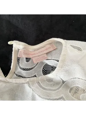 Anthropologie champagne & strawberry lace opacity tee top off white L bust36in thumbnail 3
