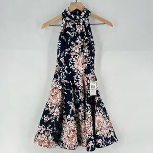 B. Darlin Womens Floral Printed Mini Halter Pleated Fit & Flare‎ Dress thumbnail 2