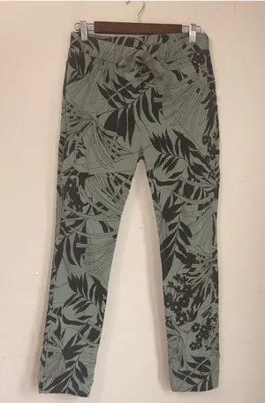 Bella Amore Italian Made Women’s S/M Tropical Leaf Print Drawstring Pants Casual thumbnail 1