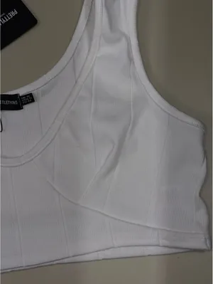 PrettyLittleThing White Ribbed Crop Tank Top Women’s US 12 NWT thumbnail 4