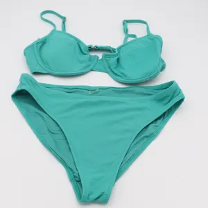 Old Navy Bikini Set Womens M Textured Underwire High Cut Teal Excellent thumbnail 1