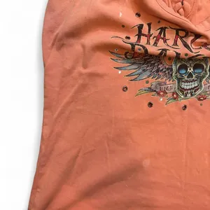Harley Davidson Women's Tank Top Lace Up Back Sugar Skull Rhinestone Biker thumbnail 5