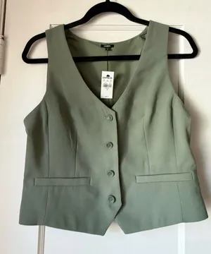 Express Sage Green Tailored Women's Vest thumbnail 1