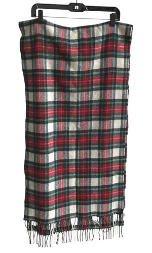J.Crew Plaid Scarf Womens OS Red Green Holiday Academic Wool Blend Made in Italy thumbnail 1
