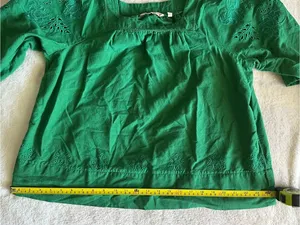 Soft Surroundings Emerald Square-Neck Eyelet Cotton Blouse thumbnail 7