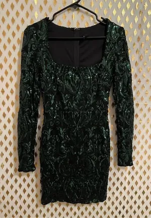Windsor green sequin mini dress long sleeved size S thumbnail 1