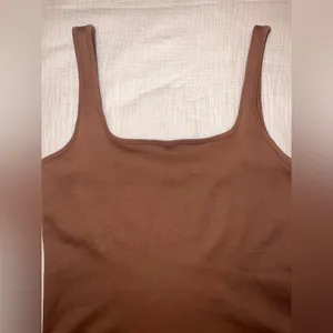 OQQ Ribbed Brown Bodysuit XXL | Square Neck Thong Snap Closure‎ thumbnail 2