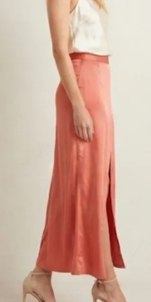 Princess Polly Maxi Skirt Women 4 Orange Rylee Satin Side Slit Formal Party‎ thumbnail 1