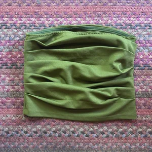 Na-Kd Green Ruched Strapless Tube Top Blouse thumbnail 3