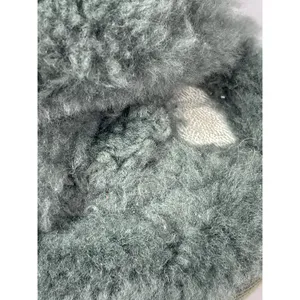 Mou Women's Green Sheepskin Fur Open Toe Crossover Lounge Slide Slipper Sz 7.5 thumbnail 5