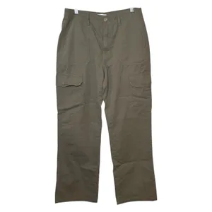 Zara Olive Green Cargo Pants Utility‎ Workwear Straight Leg Cotton Pockets Sz 8 thumbnail 2