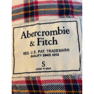 Abercrombie & Fitch Womens Plaid Button Down Shirt White Red Blue Small 1W3761 thumbnail 6