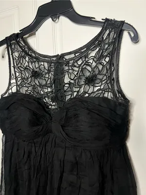 Y2K Vintage Dolce Jovani Silk Beaded Lace Cocktail Dress thumbnail 5