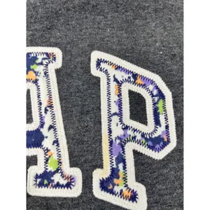 GAP 2012 Floral Logo Applique Pullover Hoodie Sweatshirt Women XXL Dark Gray thumbnail 7