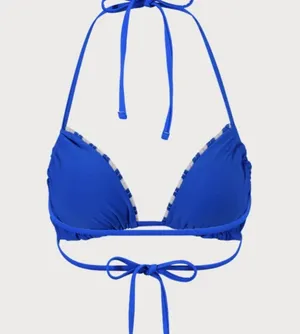 BERLOOK Navy Plush Texture Stripe Halter Bikini Top ONLY 16 thumbnail 9