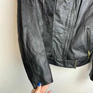 IMAN Genuine Leather Zip Jacket Sz XS Womens Fur Moto thumbnail 8
