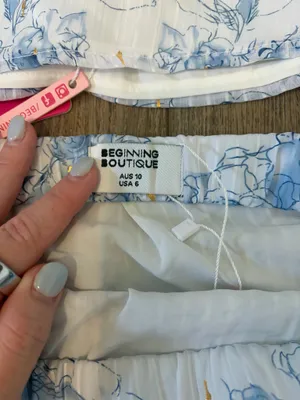 Beginning Boutique Majia Blue Rose Print Skirt thumbnail 4