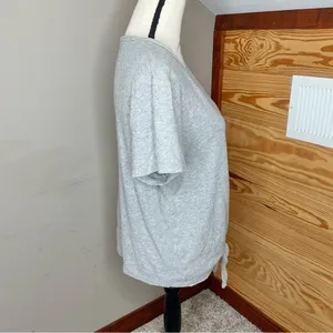 Madewell Texture & Thread Modern Tie-Front Top in Heather Pelican Grey Medium thumbnail 3