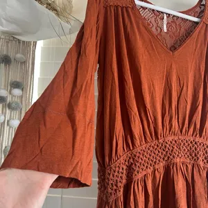 Free People Rust Lace Inset baby doll Boho Tunic Top Size M thumbnail 3