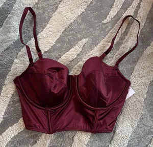 Auden Deep Red Bustier Bra Size M thumbnail 1