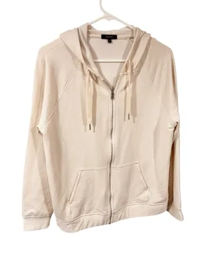 Quince SuperSoft Fleece Full-Zip Hoodie Lightweight Cream Size Medium thumbnail 1