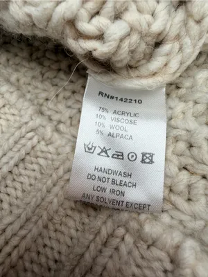 MERSEA Womens OS Chunky Cable Knit Sweater Wool Alpaca Cream Made in Italy thumbnail 5