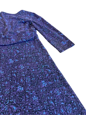 Patagonia Purple Blue Paisley Floral Dress Long Sleeve V Neck Fit Medium Women's thumbnail 12