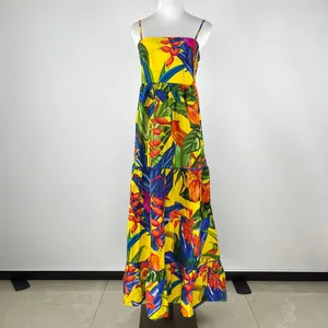 NWOT Farm Rio Cotton Bright Nature Maxi Sundress Multicolor Size L thumbnail 2