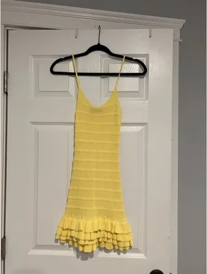 White Fox Cute Thing Knit Mini Dress Lemon thumbnail 4
