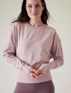 Athleta Retroterry Crewneck‎ Sweatshirt Women Small Smoked Mauve Dolman thumbnail 1