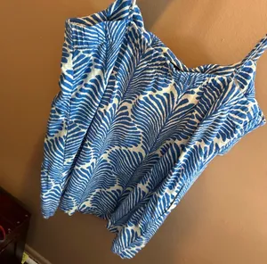 Abercrombie & Fitch XL Linen Skort Dress Blue Palm Pattern thumbnail 5