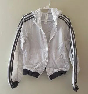 3/ $25 S- Fabletics White and Black Windbreaker Jacket‎ w/ Pockets thumbnail 1
